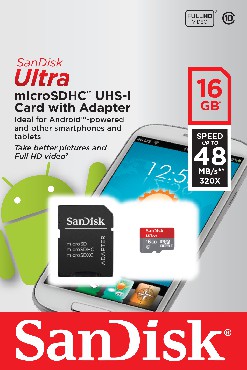 Karta pamici SanDisk MOBILE ULTRA ANDROID microSDHC 16 GB 48MB/s