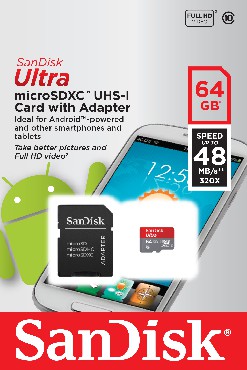 Karta pamici SanDisk MOBILE ULTRA ANDROID microSDXC 64 GB 48MB/s