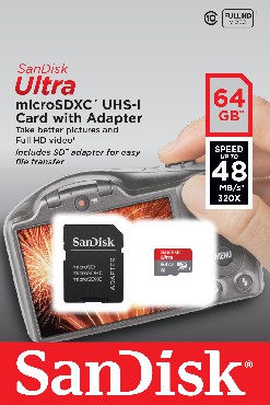 Karta pamici SanDisk ULTRA microSDXC 64GB + ADAPTER SD 48MB/s