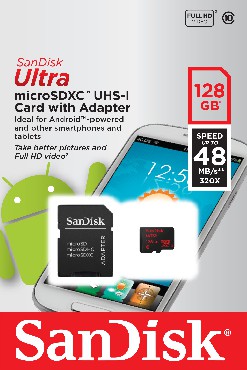 Karta pamici SanDisk MOBILE ULTRA ANDROID microSDXC 128 GB 48MB/s