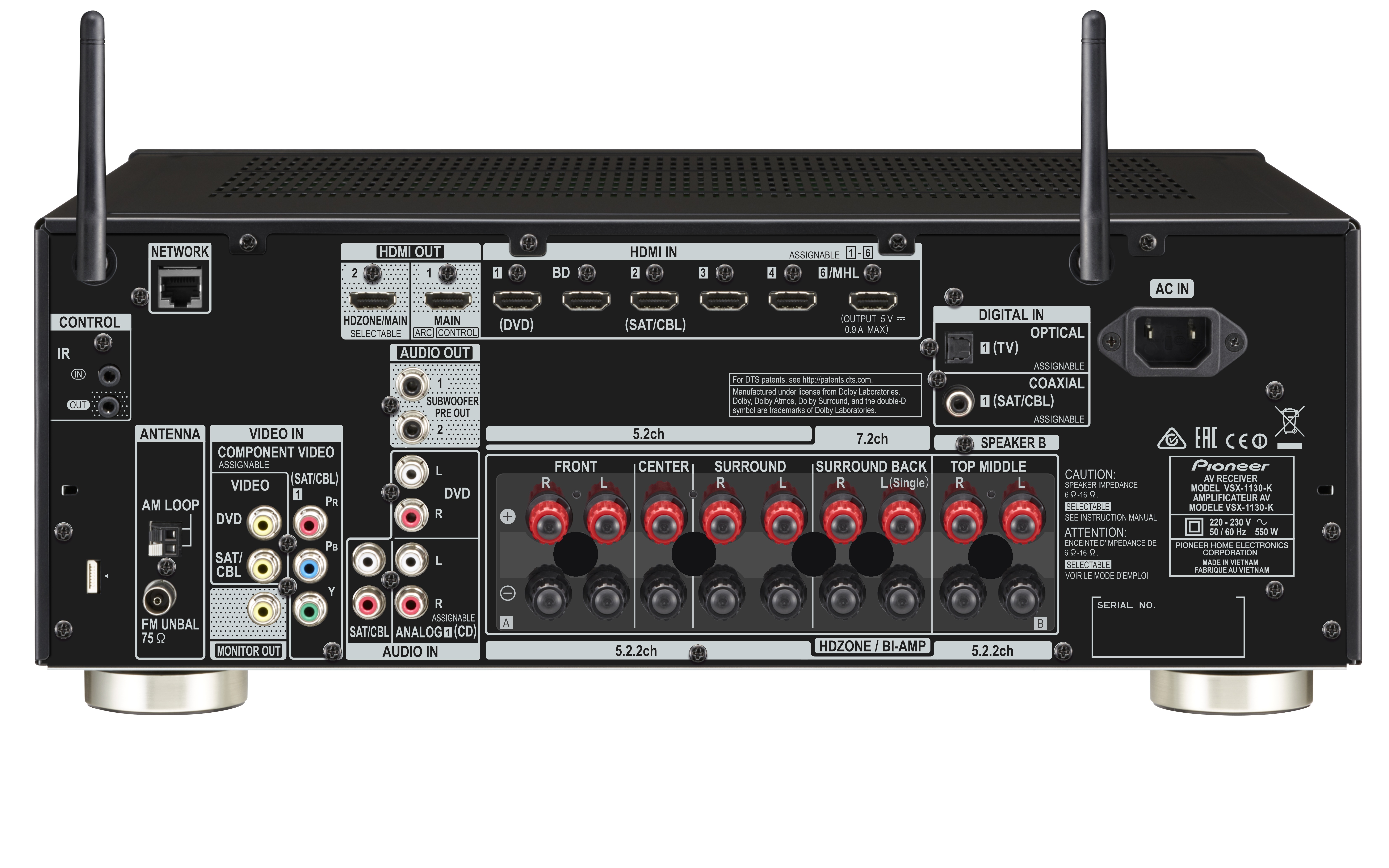 Pioneer AVアンプ VSX-1130 Pioneer VSX-1130 7.2-channel home theater receiver with Wi