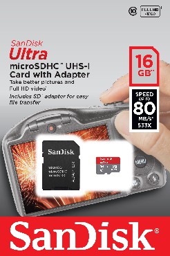 Karta pamici SanDisk ULTRA microSDHC 16GB 80MB/s + ADAPTER