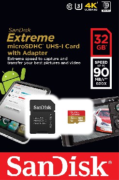 Karta pamici SanDisk EXTREME microSDHC 32 GB 90MB/s Class 10 U3 UHS-I MOBILE