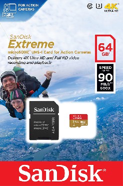 Karta pamici SanDisk EXTREME microSDXC 64 GB 90MB/s Class 10 U3 UHS-I