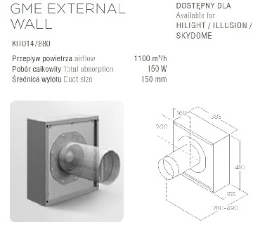 Silnik do wycigu Elica GME EXTERNAL WALL (zewntrzny nacienny)