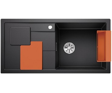 Zlewozmywak Blanco SITY XL 6 S Silgranit PuraDur prawa InFino z akcesoriami orange