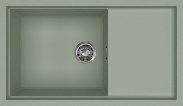 Zlewozmywak z ociekaczem Elleci SINTESI 410 K82 Sage Green + stalowy odpyw