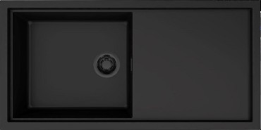 Zlewozmywak z ociekaczem Elleci SINTESI 480 K86 Black + czarny odpyw