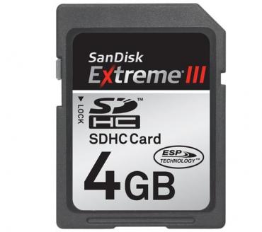 Karta pamici SanDisk Extreme  III SDHC 4GB + czytnik USB