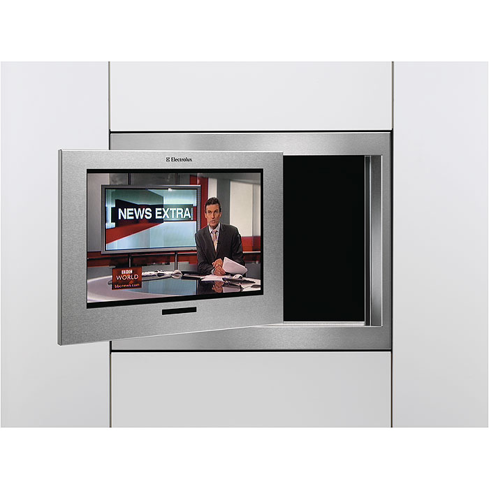 Встроенные телевизоры для кухни. Встраиваемый телевизор Electrolux etv45000x. Телевизор Electrolux ETV 45000 X. Встроенный телевизор Электролюкс. Avel встраиваемый Smart телевизор для кухни avs247k.
