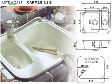 Zlewozmywak kuchenny Astracast CARMEN 1.5B