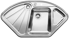 Zlewozmywak narożny z ociekaczem Blanco DELTA-IF stal polerowana + odsączarka stalowa + korek aut.