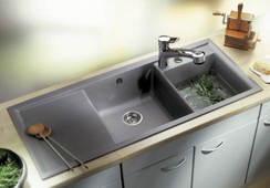 Zlewozmywak z ociekaczem Blanco AXIA II 8S Silgranit PuraDur 2 z korkiem automat. bez akcesoriów